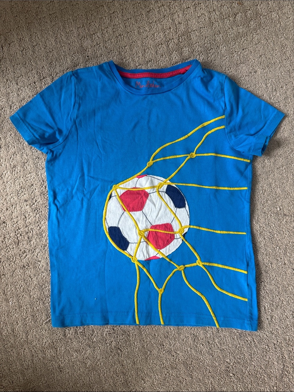 Mini Boden soccer appliqué tee sz 9-10